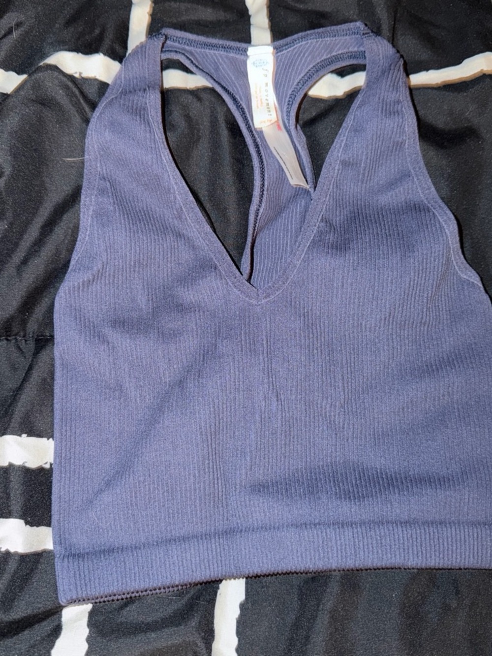 Free People Ribbed Racerback Crop Top in Dusty Blue